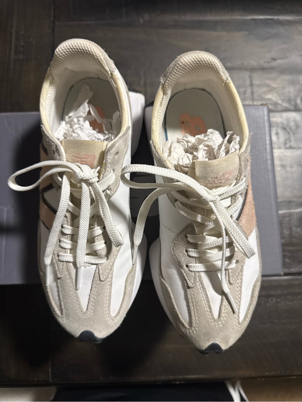 New Balance Women's Cream and Pink Suede-Trim Sneakers